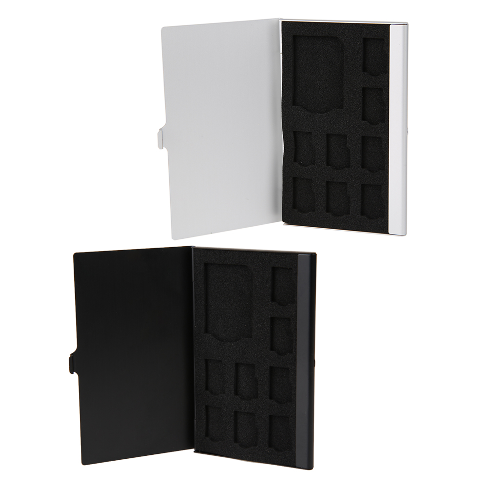 

Monolayer Aluminum 1SD+ 8TF Micro SD Cards Pin StorageBox Case Holder, Black, 501 Original