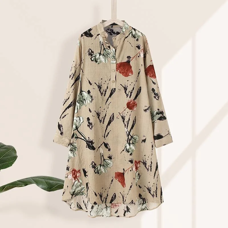 Bohemian Floral Printed Shirt ZANZEA Autumn Blouse Women Female Buttons Blusas Chemise Tunic Top Casual Long Sleeve Long Tops