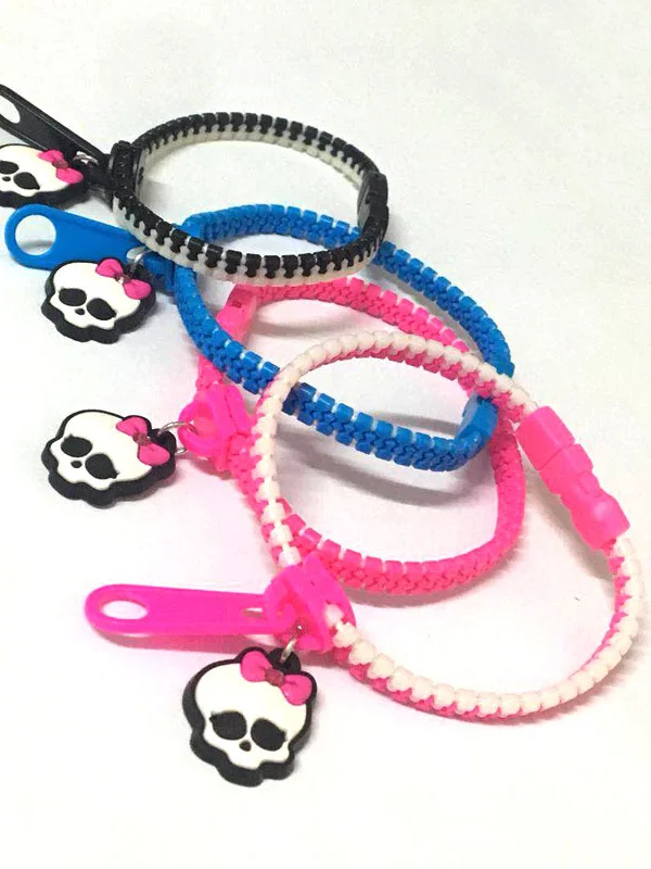 Skull Pendant Zipper Pattern Buckle Knot Bracelet Sets for Children
