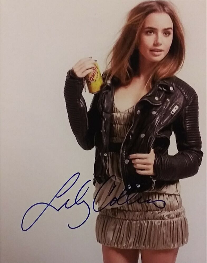 Lily Collins signed 8x10