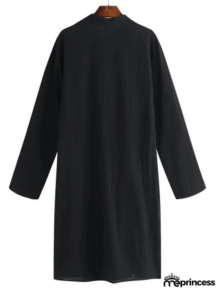 Men's Indian Traditional Kurta Solid Color Cotton Long Shirts Ethnic Outfits