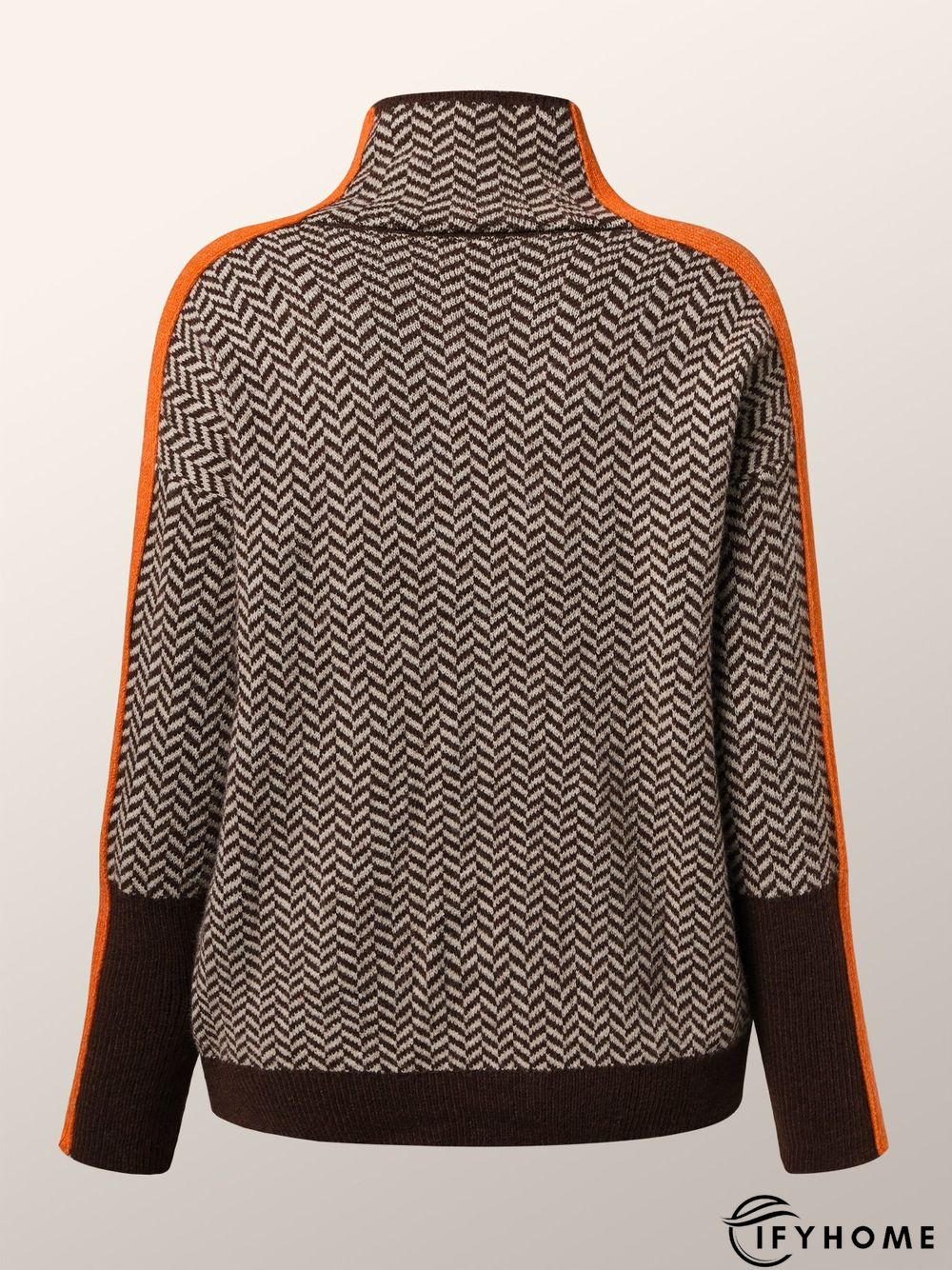 Coffee Long sleeve Turtleneck Daily Regular Fit Sweater | IFYHOME