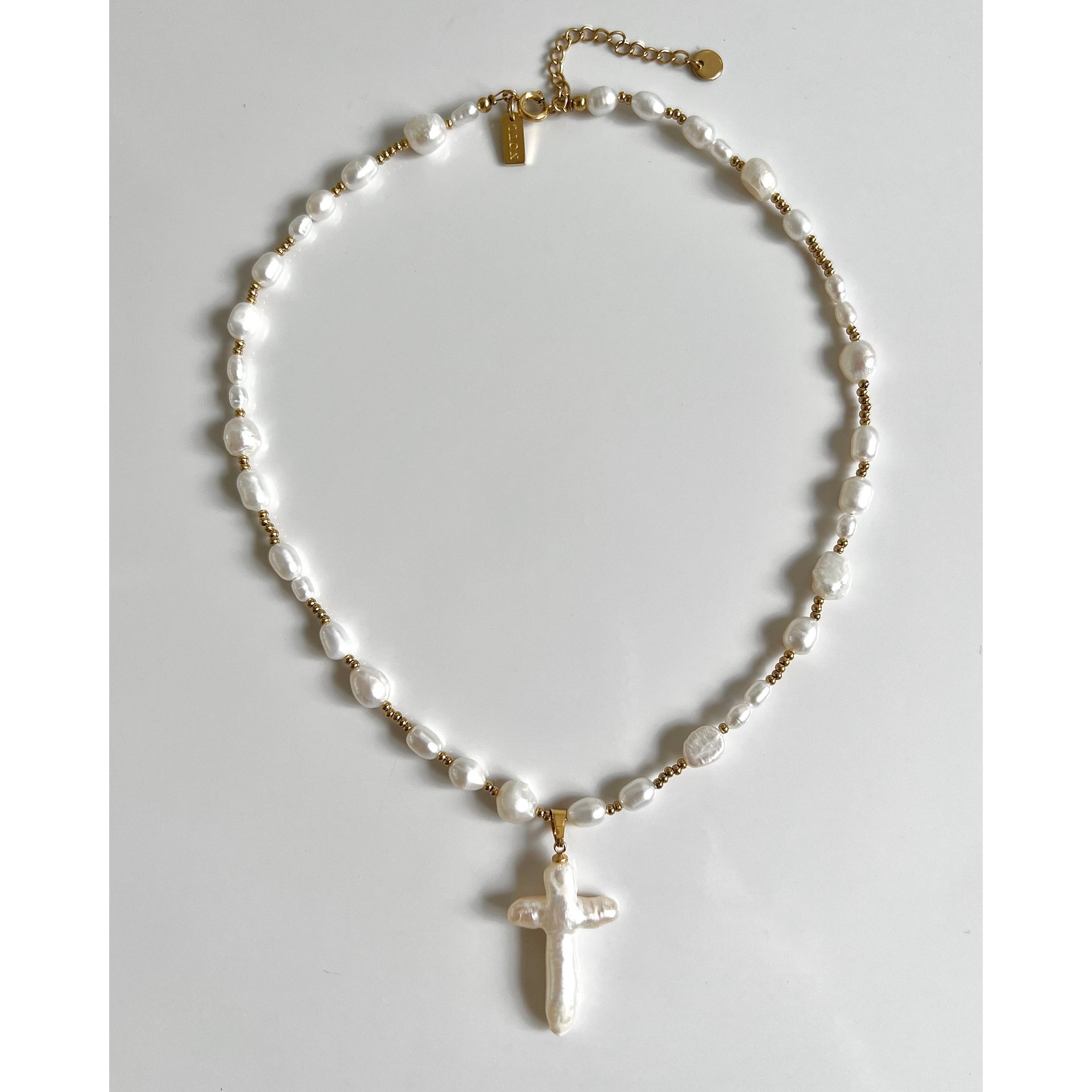 Women's Pearl Cross Shell Pendant Necklace
