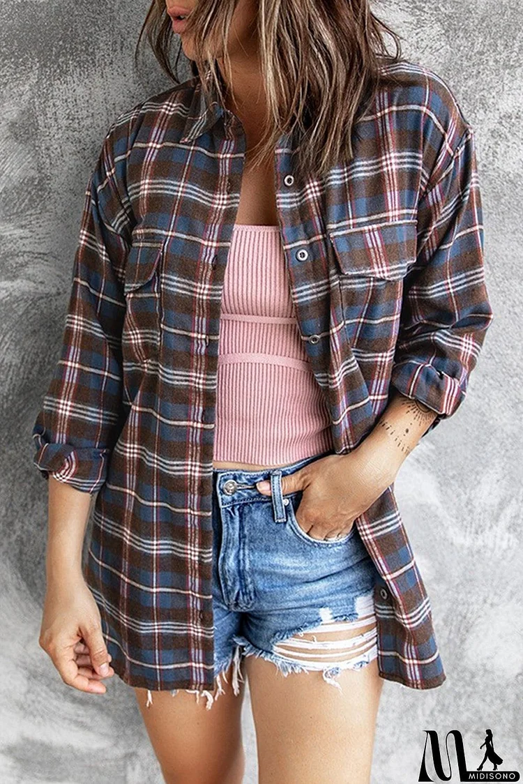 Brown Long Sleeve Plaid Shirt