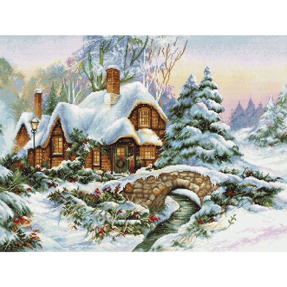 Winter Cabin - 11CT Stamped Cross Stitch(40*50cm)