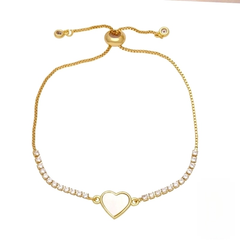 Ig Style Fashion Minimalist Star Heart Shape Lightning Copper Plating Inlay Zircon 18k Gold Plated Bracelets