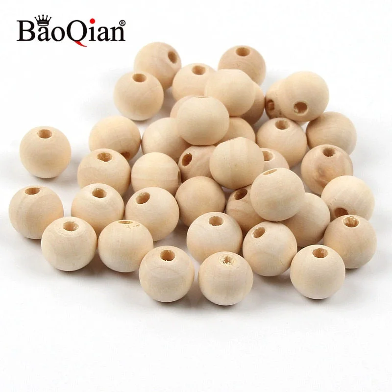 4-50mm Natural Wooden Beads Lead-free Wood Round Balls For Jewelry Making Diy Children Teething Spacer Wood Crafts