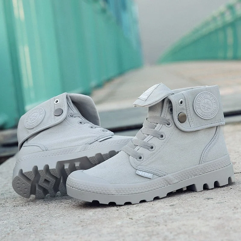 2021 High-top Shoes Paladin Canvas Shoes Cuffed Thick-soled Martin Boots Women