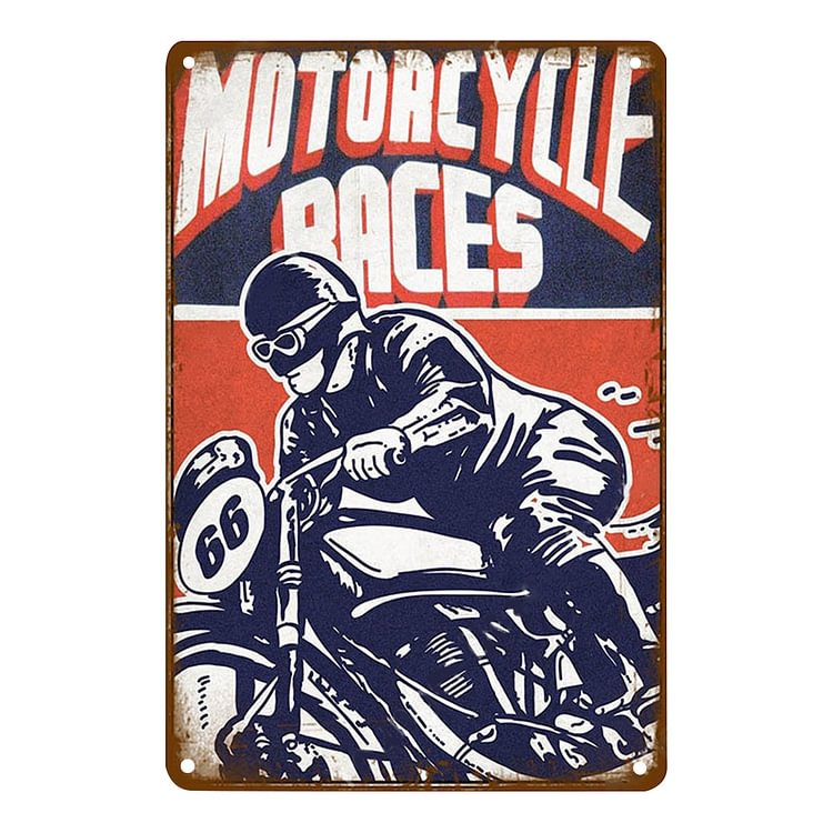 Courses de motos 66 - Enseigne Vintage Métallique/Enseignes en bois - 20*30cm/30*40cm