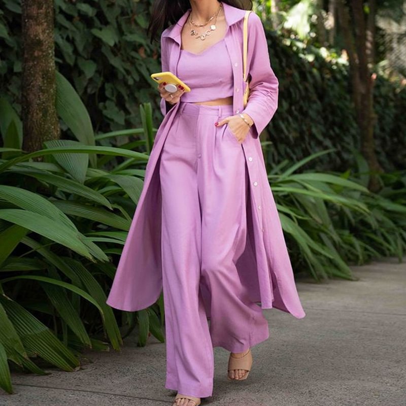 Women's Pure color casual three-piece suit MusePointer