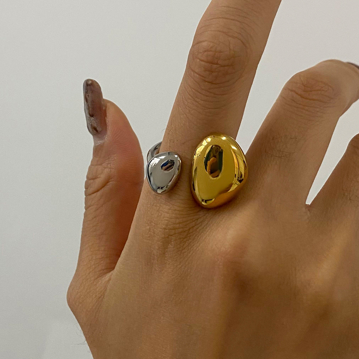 Jie Ding Stainless Steel Color Matching Water Drop Ring Niche Ring Titanium Steel Bracelet Rings