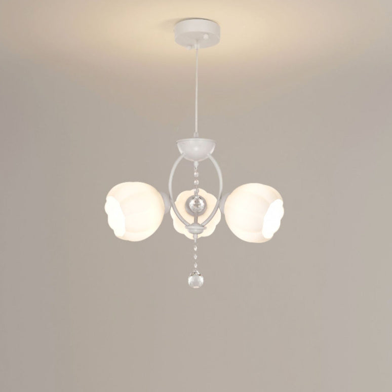 Modern Art Deco Crystal Glass Flower Shade 3/5-Light Chandelier For Living Room