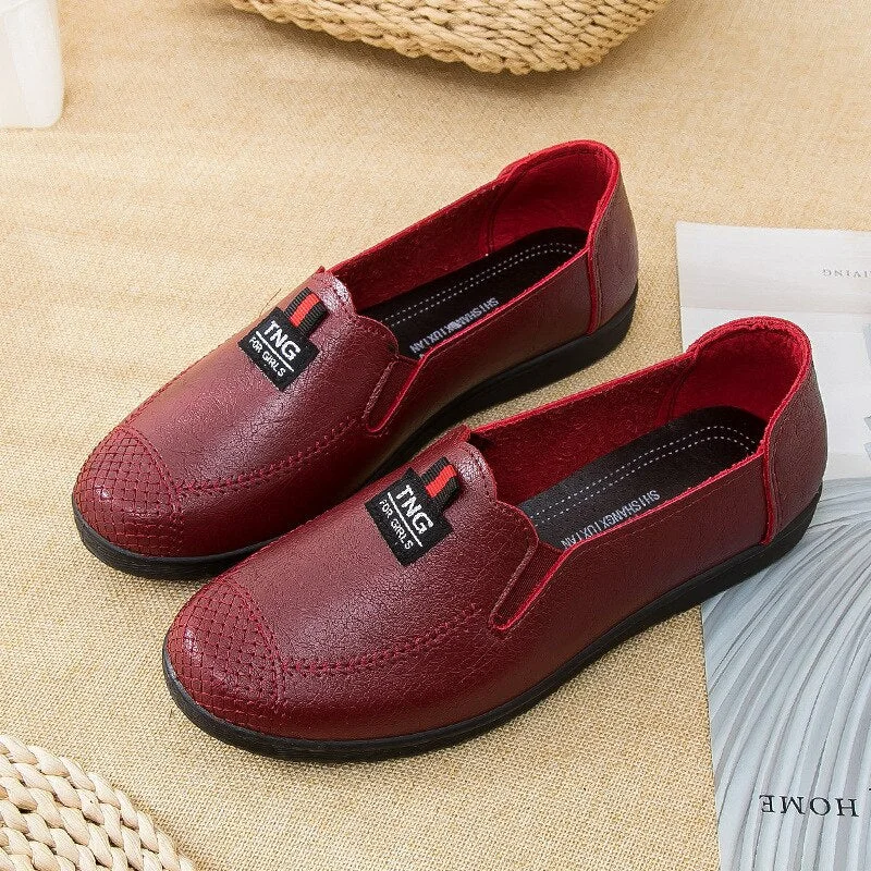 High Quality Women Leather Loafers 2021 Spring Women's Flat Shoes Breathable Slip on Flats Ladies Casual Moccasins Shoes