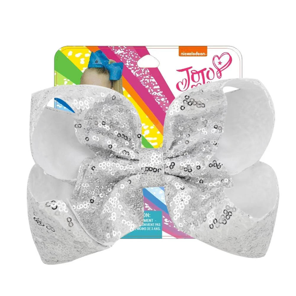 8" Sequin Rainbow JoJo siwa Bow With Hair Clip For Girls Kids Handmade Boutique Knot Jumbo Hair Bow Hairgrips Hair Accessories