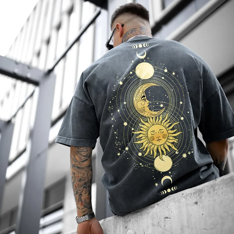 Let The Sunshine Warm Your Soul, Let The Moonlight Soothe Your Heart. Oversized Washed Vintage T-shirt.