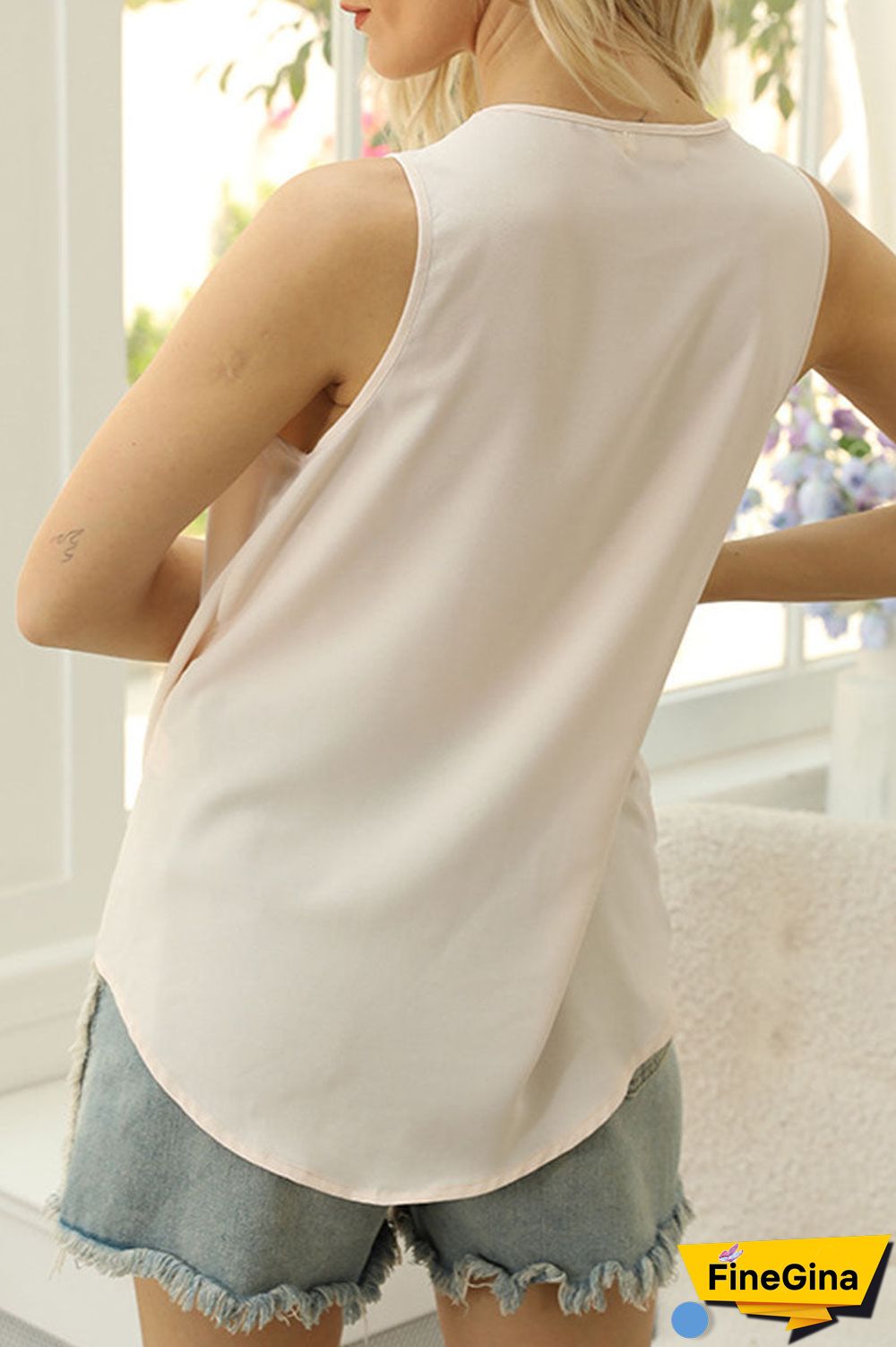 Fashion Casual Solid Split Joint V Neck Tops
