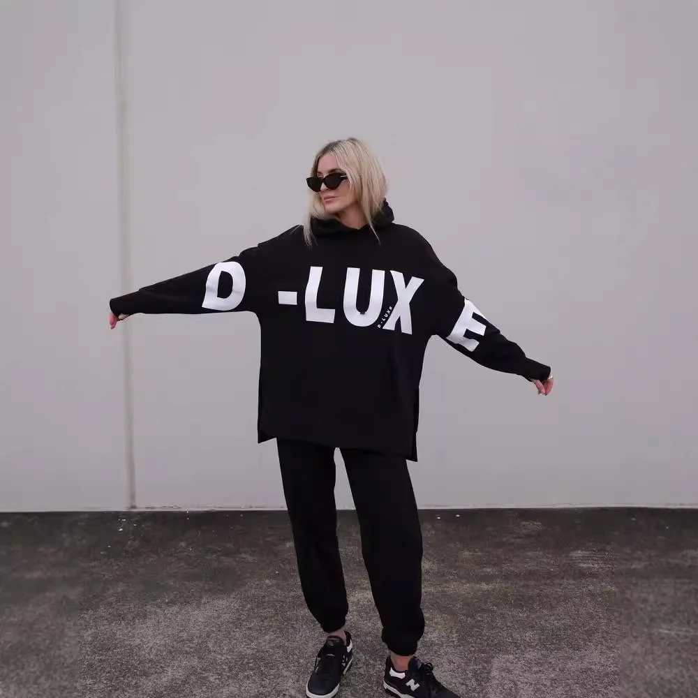 Nigikala Nigikala New Casual Fashion Letter Printing Hooded Long-Sleeved Edswoman