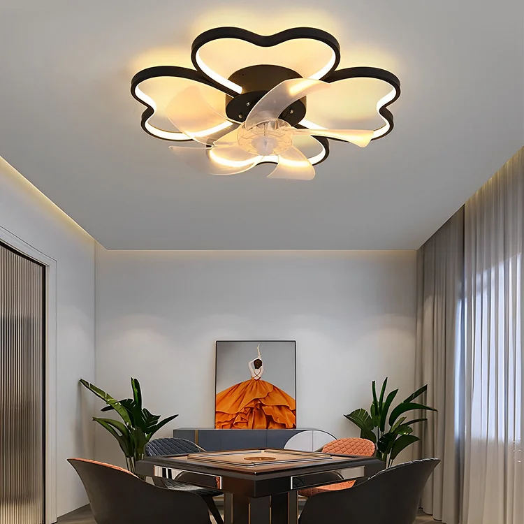 Hearts Flower Mute Intelligent Dimmable Timed Nordic Ceiling Fan Light - Appledas