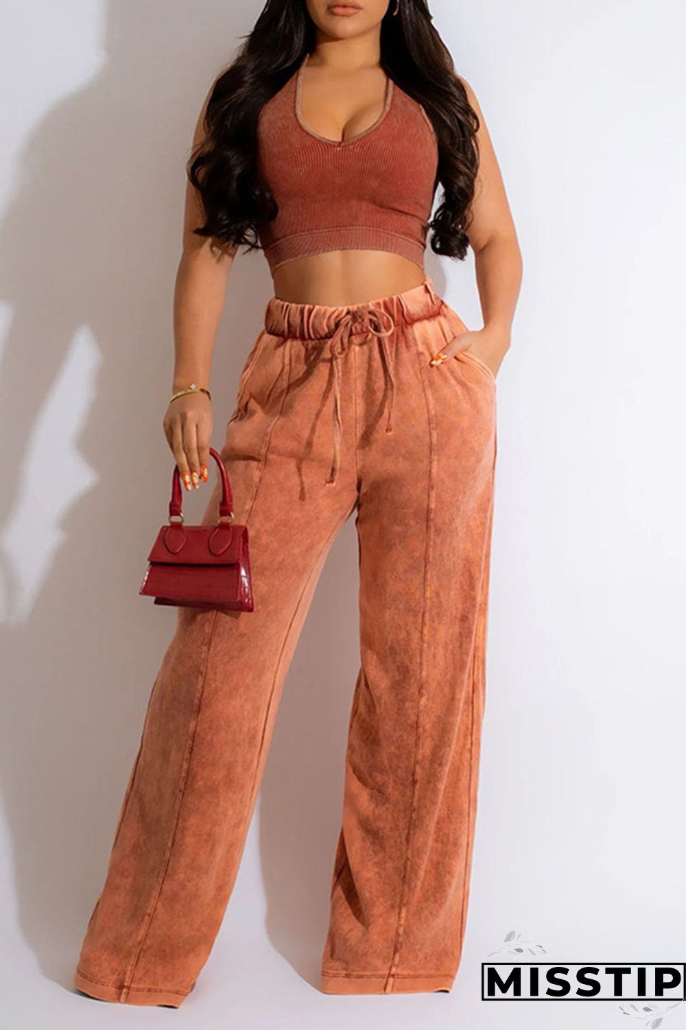 Blue Casual Solid Patchwork O Neck Sleeveless Two Pieces