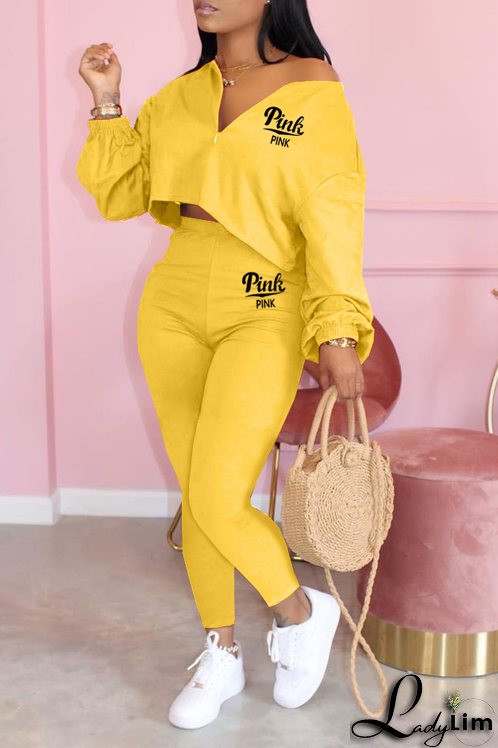 Army Green Fashion Print Patchwork V Neck Long Sleeve Two Pieces