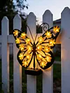 Solar Powered Outdoor Metal Butterfly Wall Lamps IP65 Waterproof Wall-Mounted Garden Butterfly Lights Auto On/Off Outdoor Fence Wall Art Decor Light for Patio Garden Fence Porch Decors