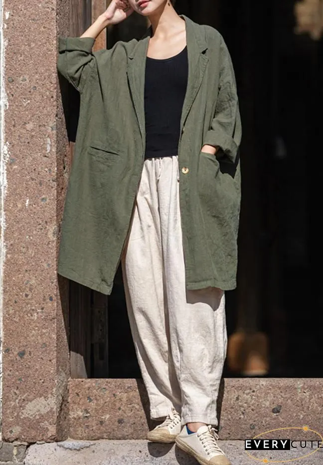 Lapel Solid Color Long Sleeve Corduroy Vintage Long Coat