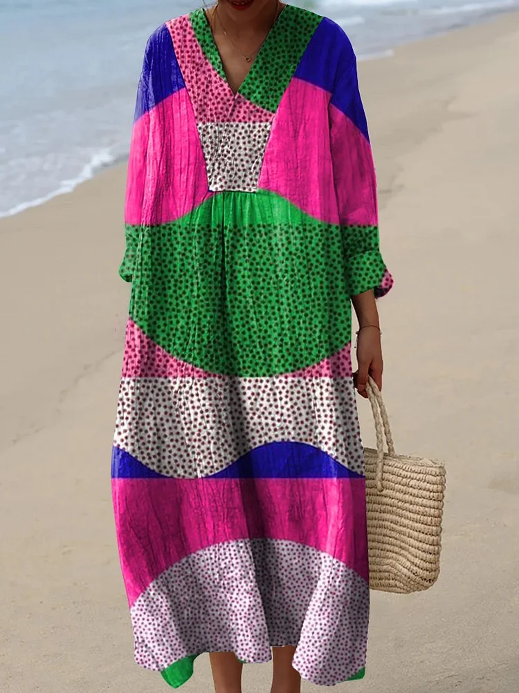 Women's Irregular Geometric Art Print Dress