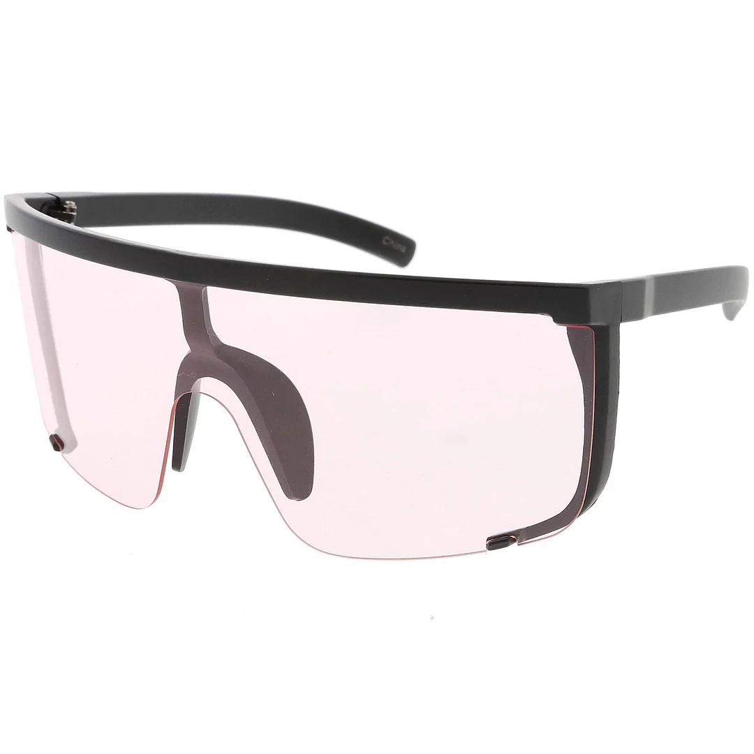 Oversize Semi Rimless Shield glasses Color Tinted Mono Lens 81mm