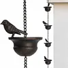 8 Feet Birds On Cups Rain Chain 8 Birds Cups Decoration Hangings for Gutter Roof