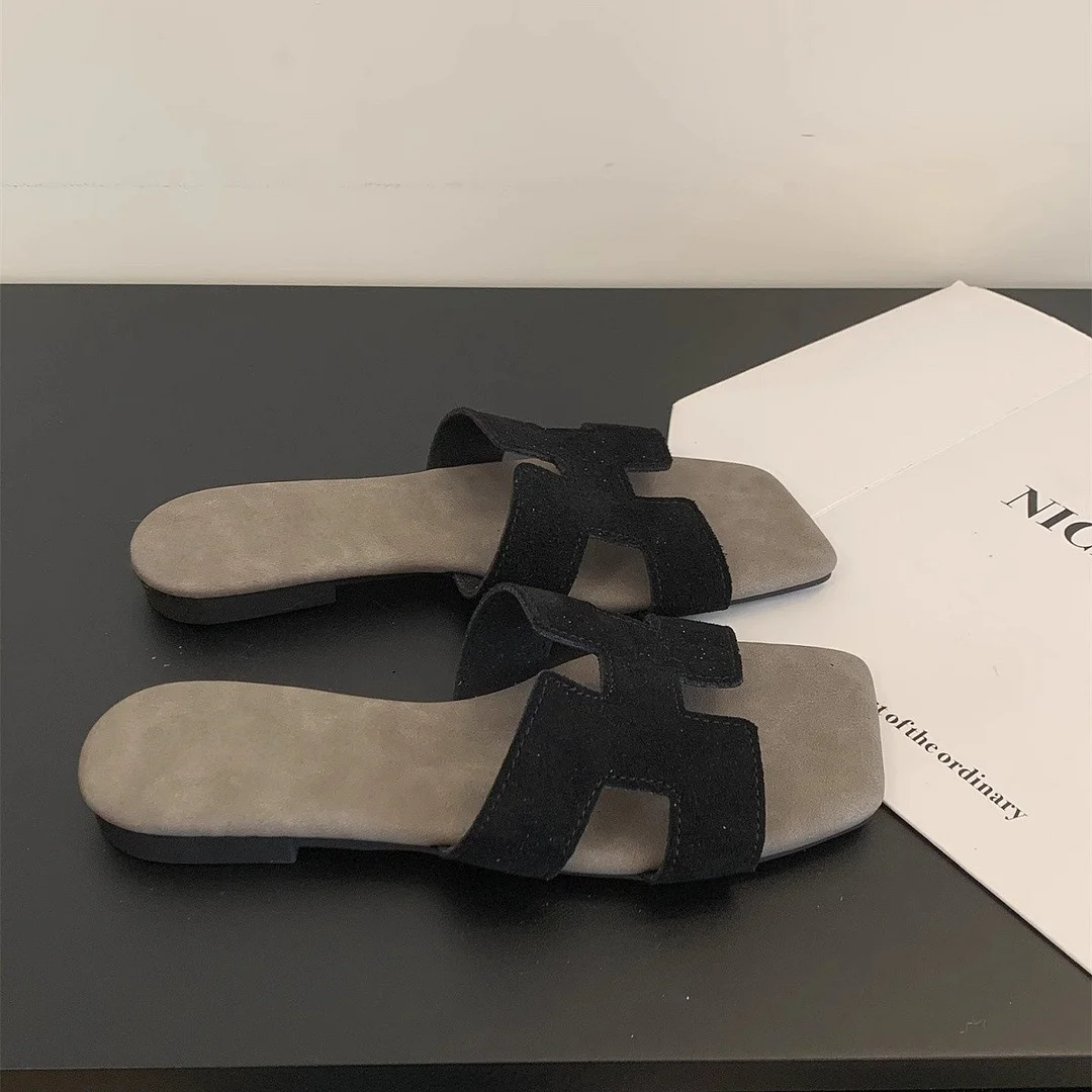 Breakj Breakj Women Wear Summer New Korean Cool Drag Soft Flat Bottom One-Word Drag Seaside Beach Shoes