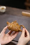Pure handmade pumpkin ore segment mud wood burning bionic small capacity pot purple clay pot