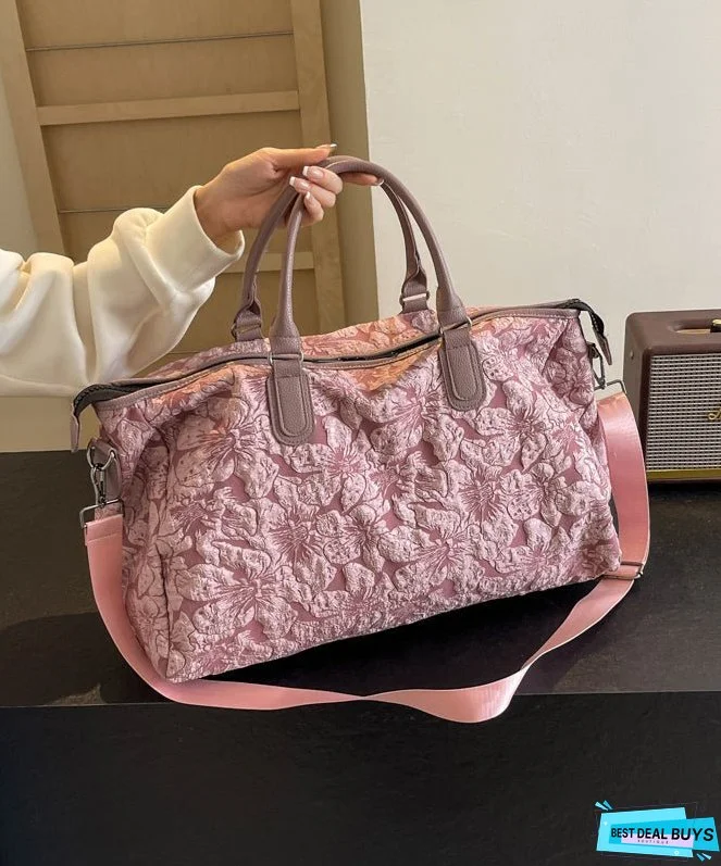 New Chinese Style Pink Embroidered Large Capacity Crossbody Bag