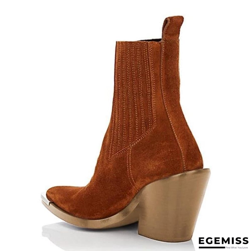 Chunky Heel Pointed Ankle Boots | EGEMISS