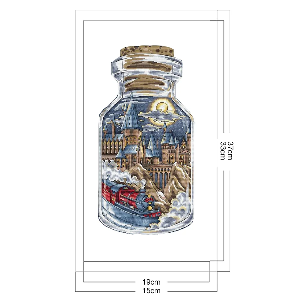11ct Counted Cross Stitch - Castle in Bottle(19*37cm)
