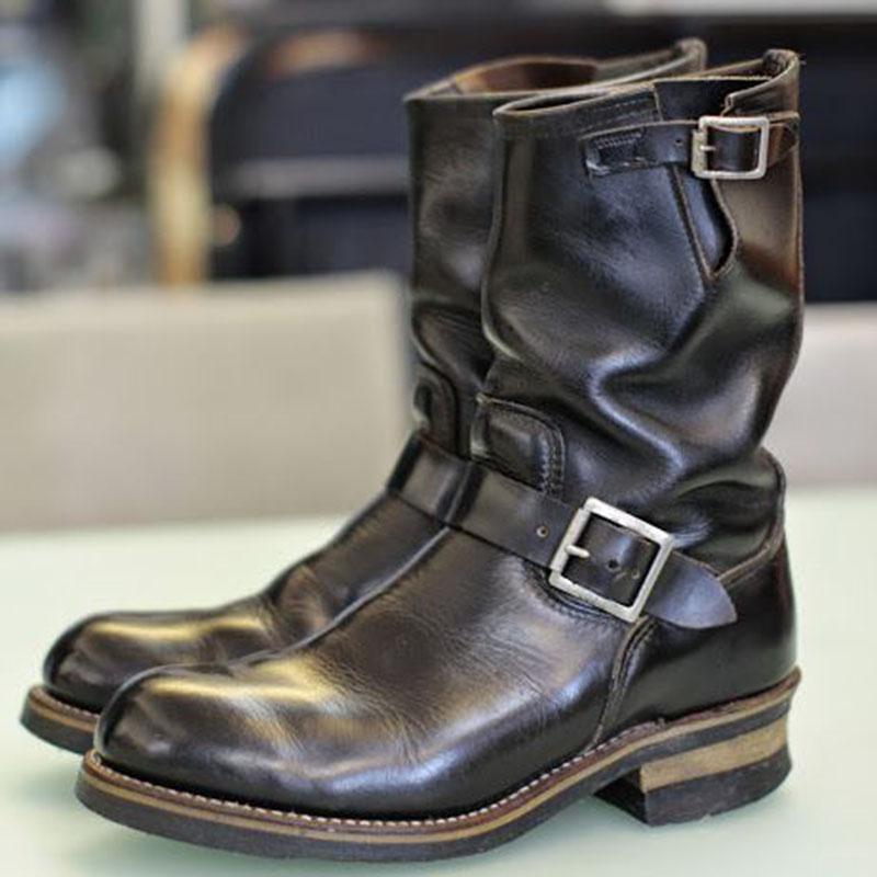 Men's Vintage Leather Mid Engineer Boots
