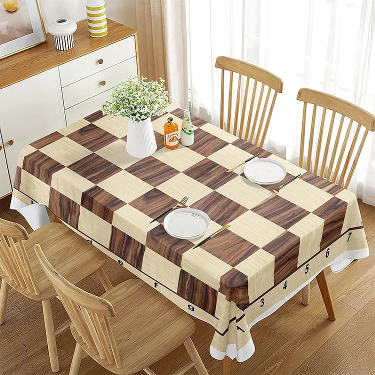 International Chess Puzzle Game Theme Rectangular Tablecloth Kitchen Table Decor Waterproof Table Covers for Holiday Party Decor