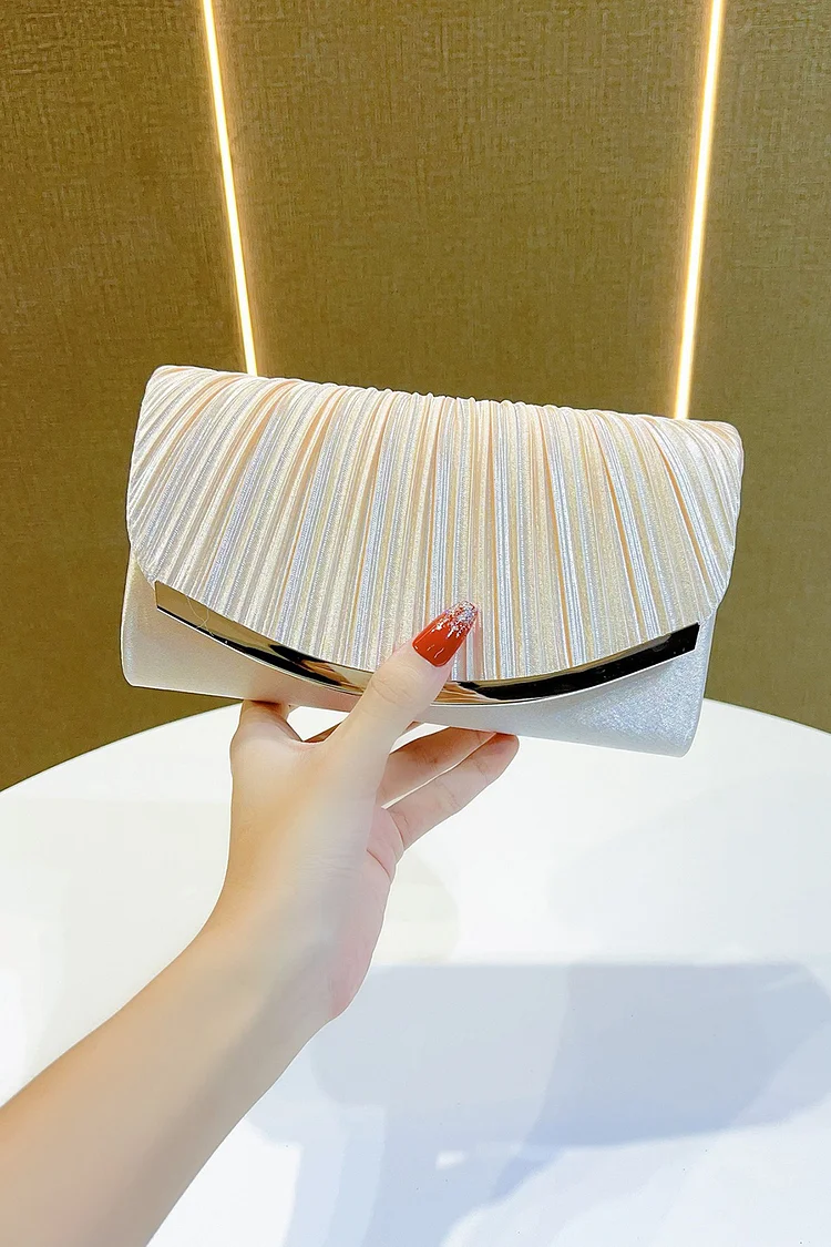 Rectangle Shaped Pleated Dinner Party Satin Purses Clutch Bag
