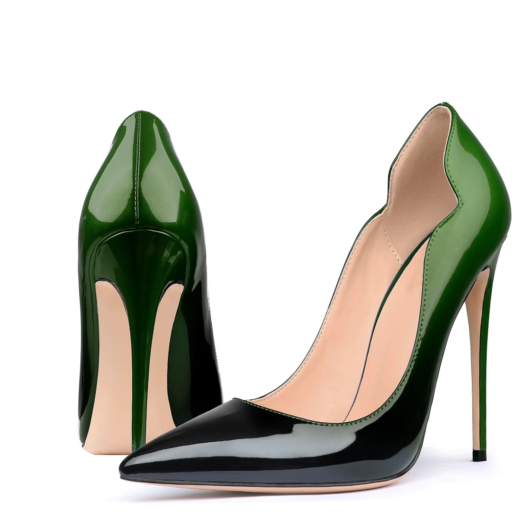 120mm Classic Women's Gradient High Heels Pointed Toe Fashion Patent Stiletto Pumps-MERUMOTE