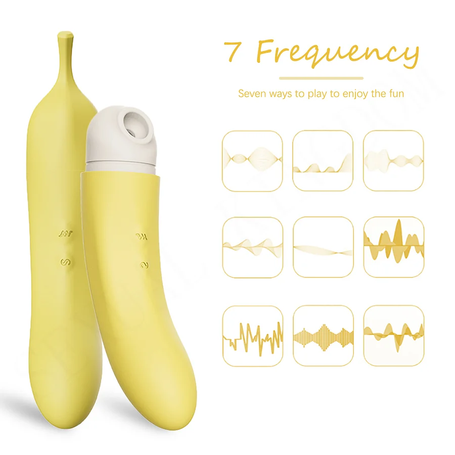 Cute Banana Vibrator Sucking Vagina Masturbator G-spot Clitoris Stimulator  For Couple