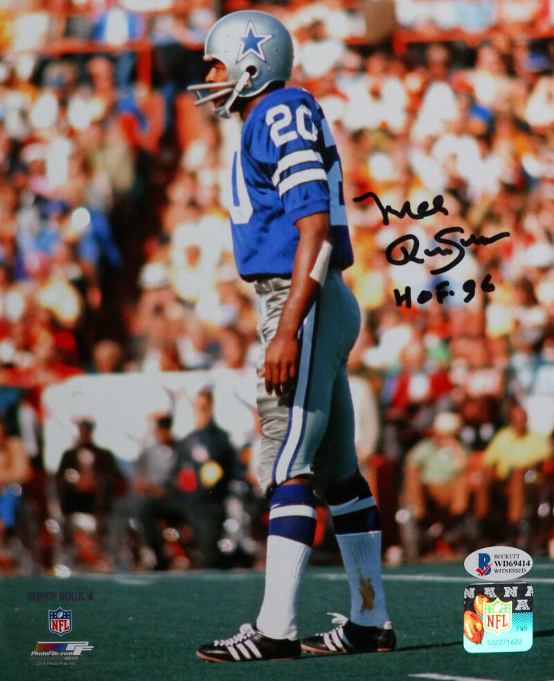 Mel Renfro Signed Dallas Cowboys 8x10 PF On Field Photo Poster painting w/HOF - Beckett W Auth