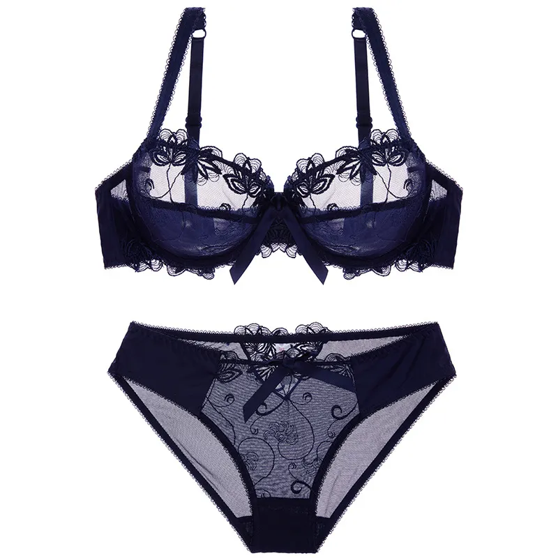Churchf Women's Summer Sexy Bra Transparent Lace Bra Set Butterfly Butterfly Ultra Thin Airable Size Underwear
