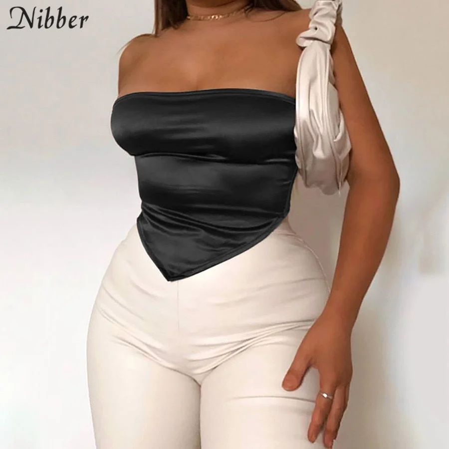 Nibber Summer Sexy Fashion Women Off Backless Shoulder Crop Tops Chic sleeveless High Streetwear Casual Cardigans Lacing Tshirt