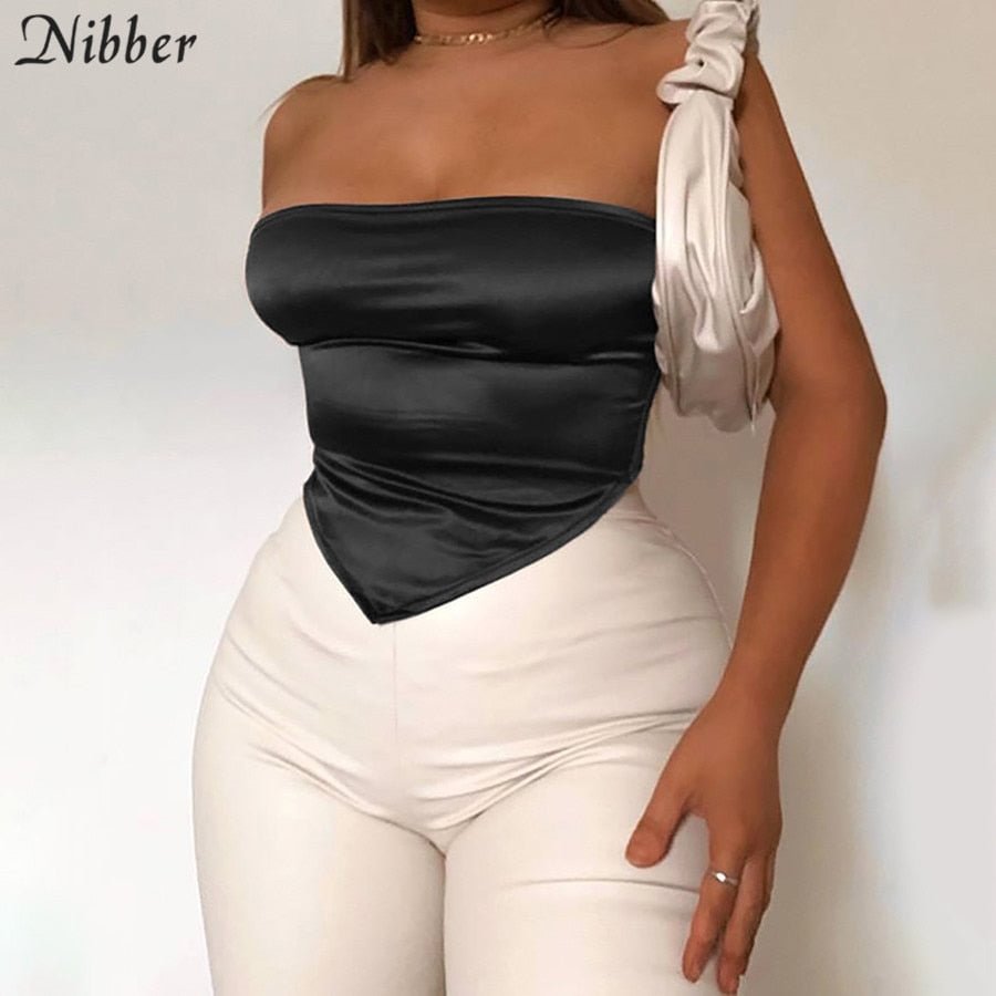 Nibber Summer Sexy Fashion Women Off Backless Shoulder Crop Tops Chic sleeveless High Streetwear Casual Cardigans Lacing Tshirt