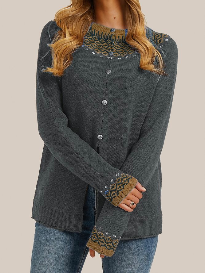 Buttoned Knitted Tribal Vintage Cardigans Outerwear