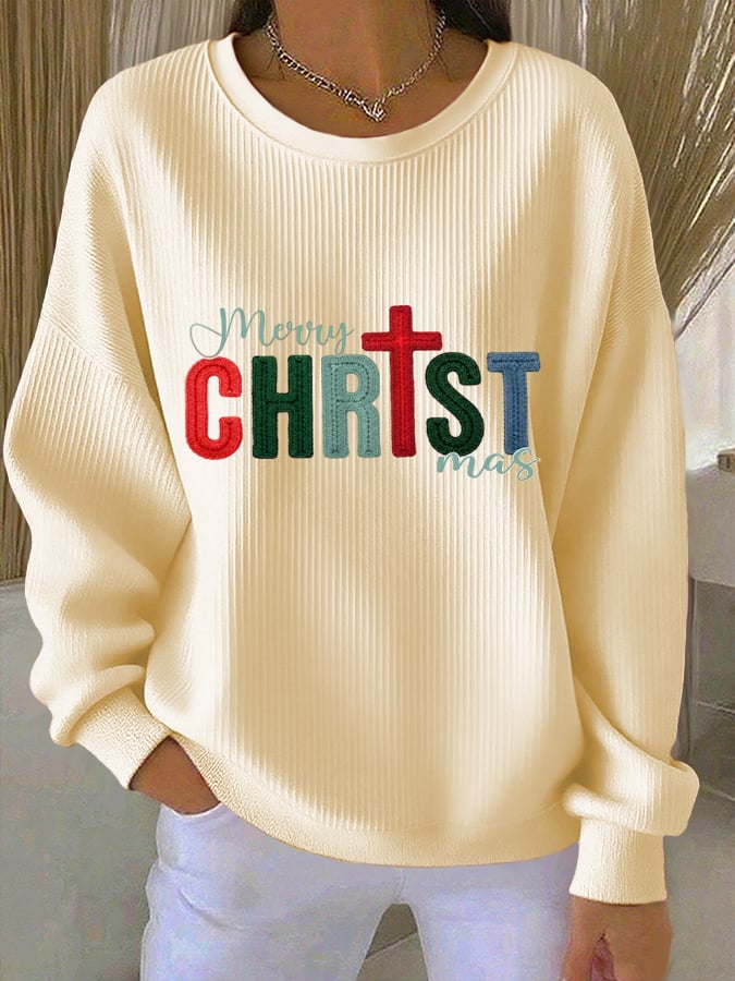 Women's Christmas Faith Cross Print Sweatshirt 