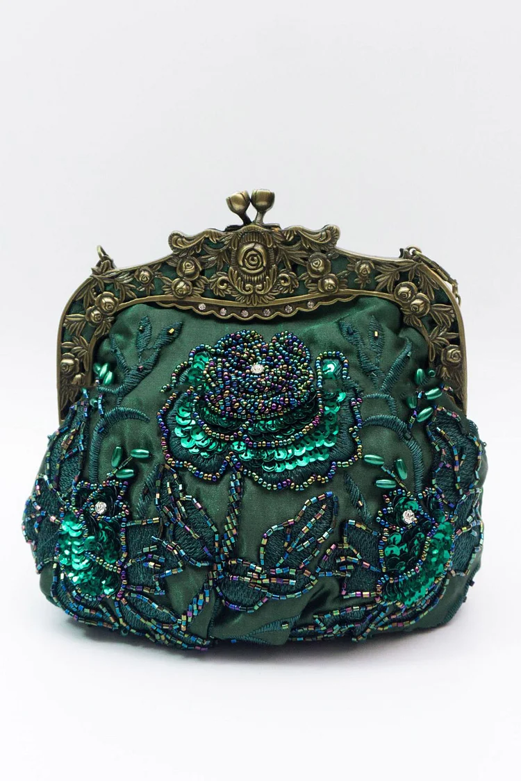 Evening Floral Bead Sequin Embroidery Metal Relief Clutch Bag 2024 - Xpluswear