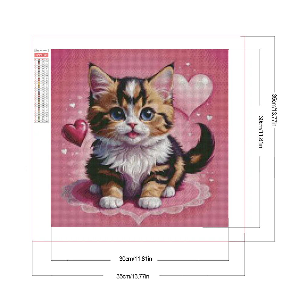 Diamond Painting - Full Square Drill - Valentines Day Cat(Canvas|35*35cm)