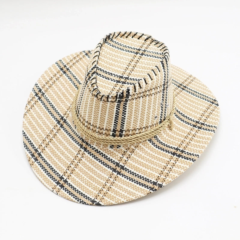 Men’s Minimalist Solid Color Big Eaves Straw Hat