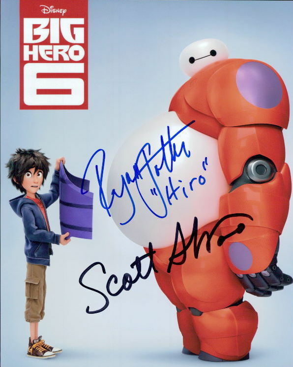 Big Hero 6 (Scott Adsit & Ryan Potter) signed 8x10 Photo Poster painting in-person