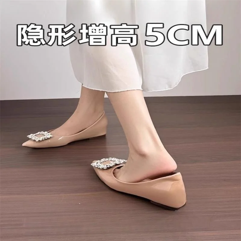 Churchf Churchf Flash Drill In The Raised Small Fragrant Wind Tip Single Shoes Women 2025 Summer New Pedal Soft Bean Bean Bean Shoes